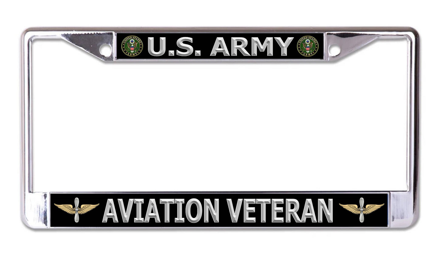 U.S. Army Aviation Veteran Chrome License Plate Frame