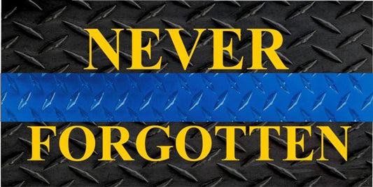 Never Forgotten Diamond Plate Photo License Plate