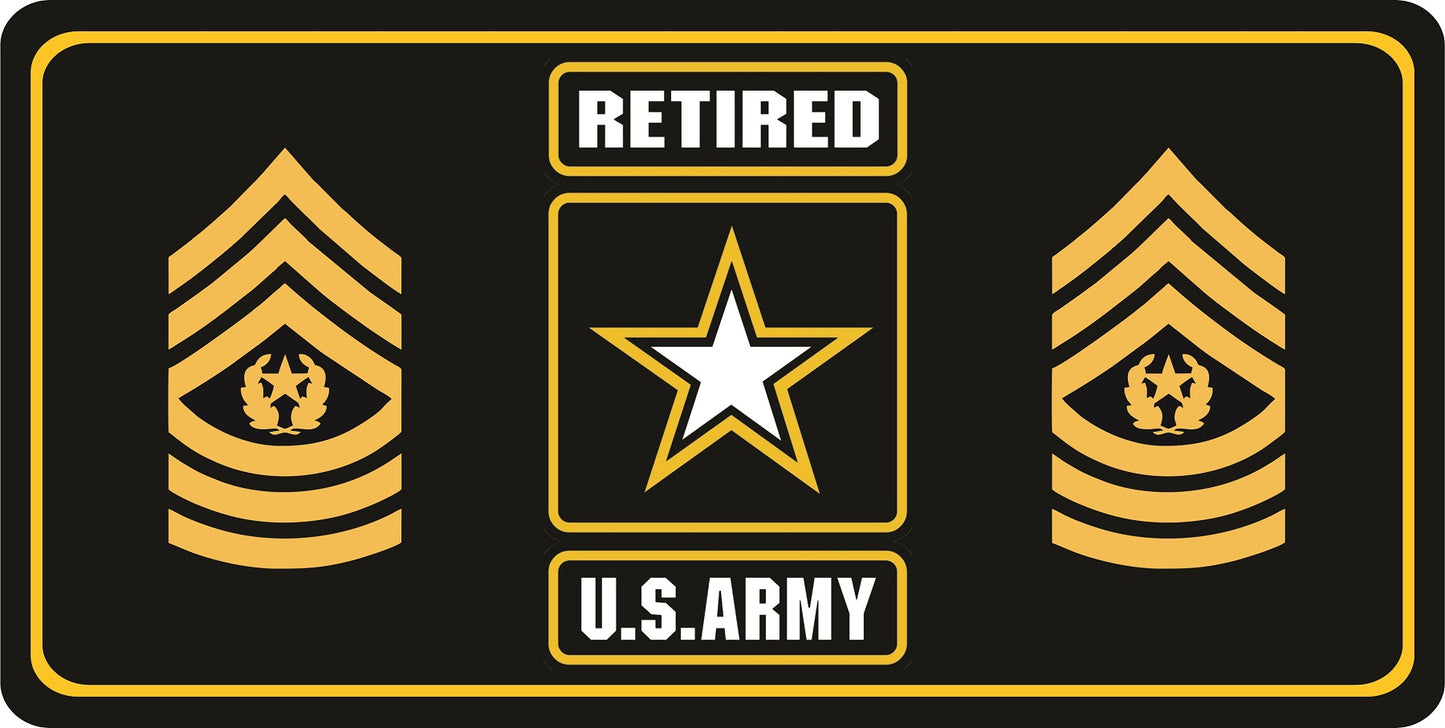 U.S. Army Retired Command Sergeant Major Photo License Plate