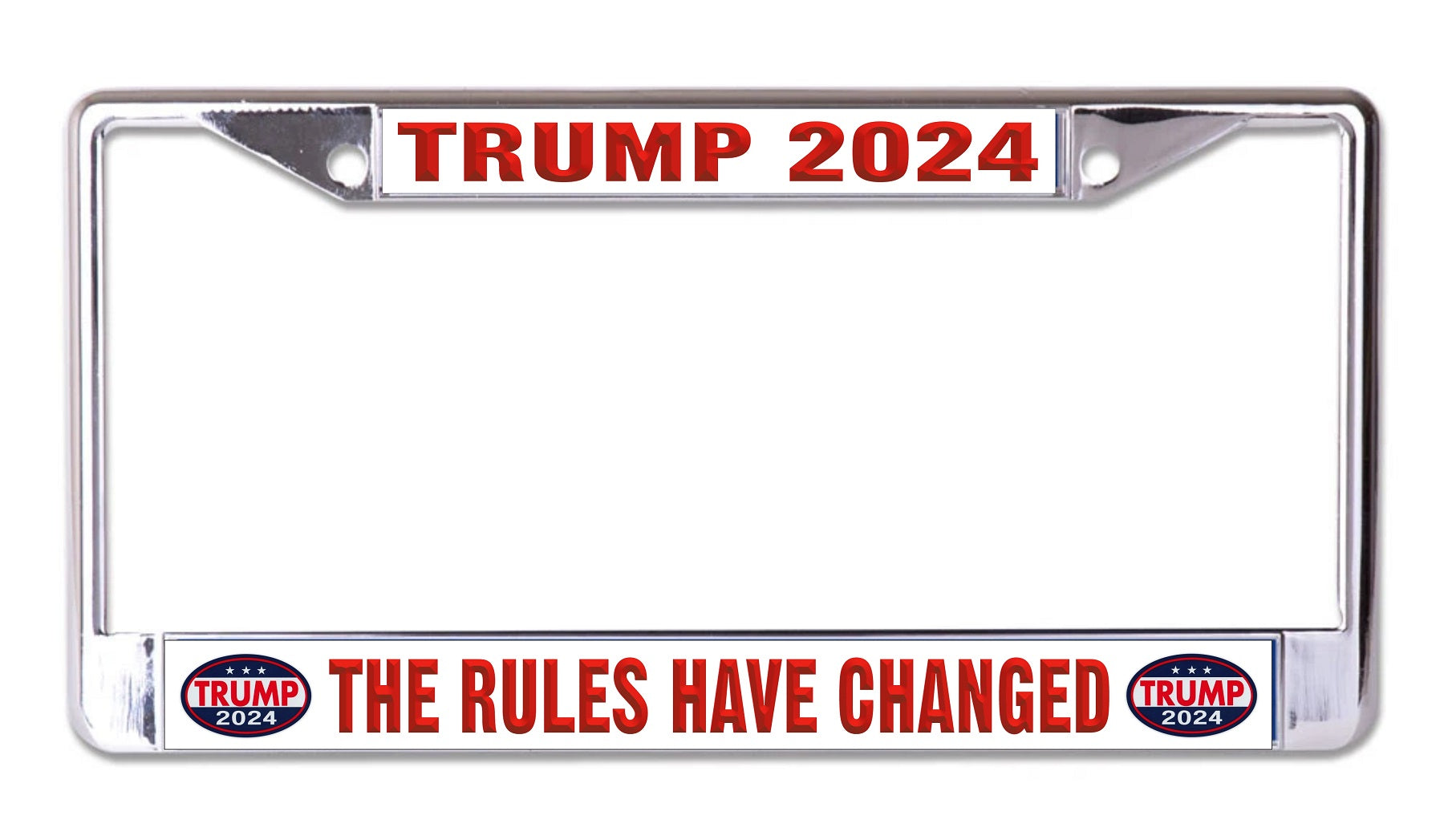 Trump 2024 The Rules Have Changed Chrome License Plate Frame