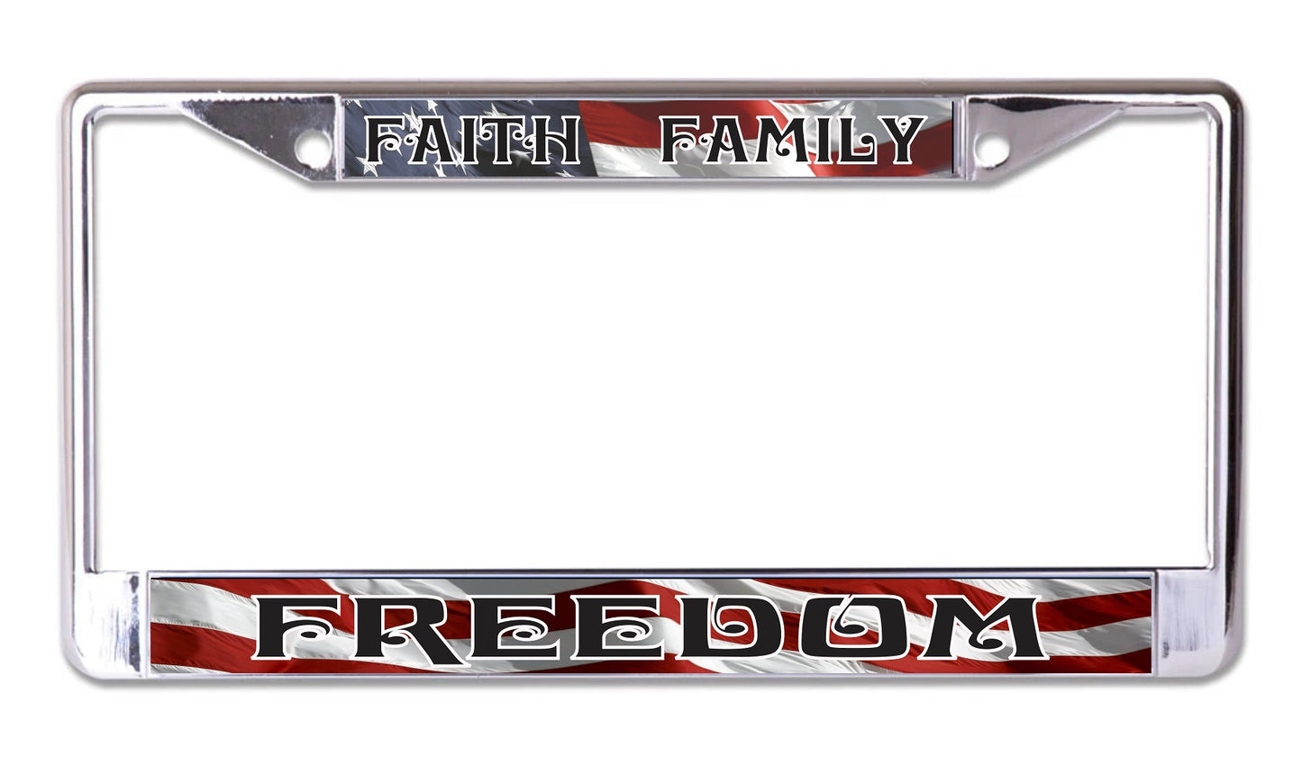 Faith Family Freedom Chrome License Plate Frame