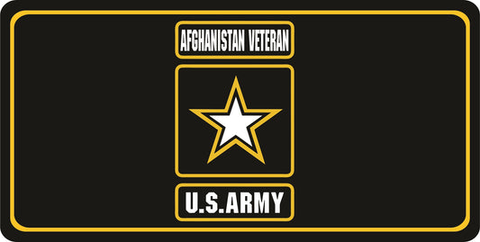 U.S. Army Afghanistan Veteran Black Photo License Plate