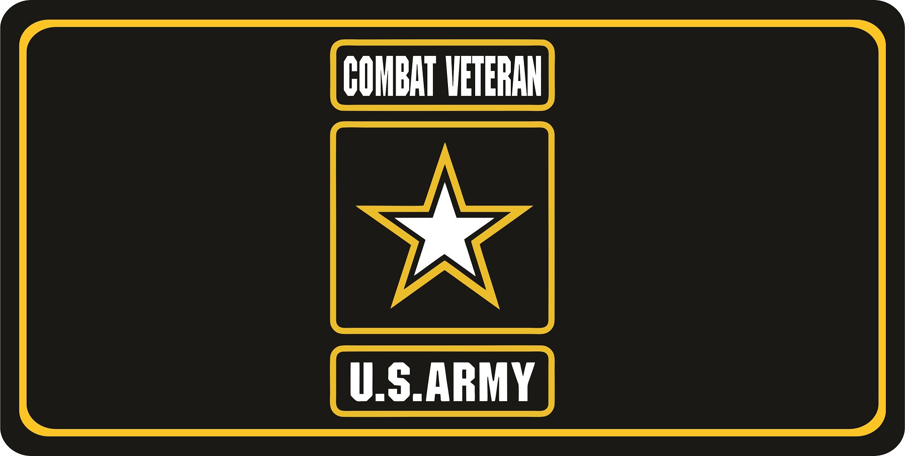 U.S. Army Combat Veteran Black Photo License Plate