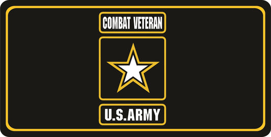 U.S. Army Combat Veteran Black Photo License Plate