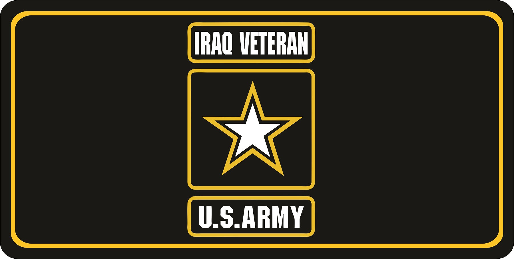 U.S. Army Iraq Veteran Black Photo License Plate