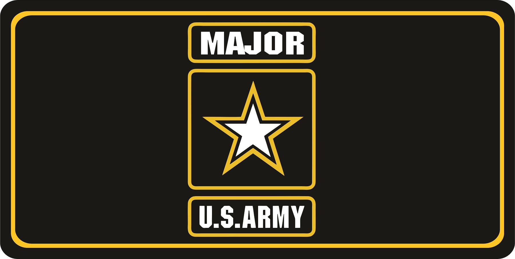 U.S. Army Major Black Photo License Plate