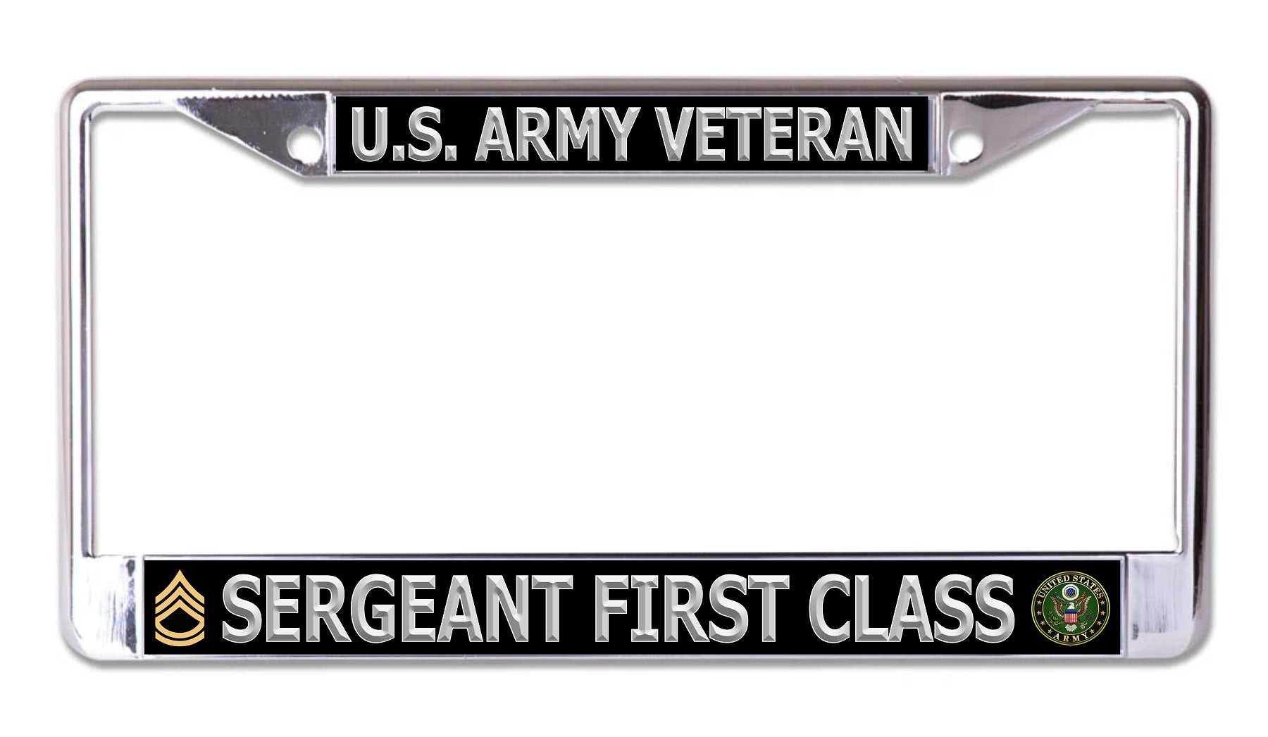 Frame Classification Army U.S. Army Sergeant First Class Veteran Chrome License Plate Frame ...