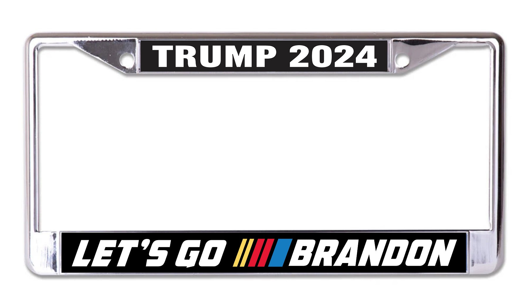 Trump 2024 Lets Go Brandon Chrome License Plate Frame