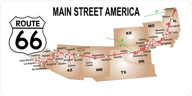 Main Street America Route 66 Photo License Plate – Auto License Plates ...