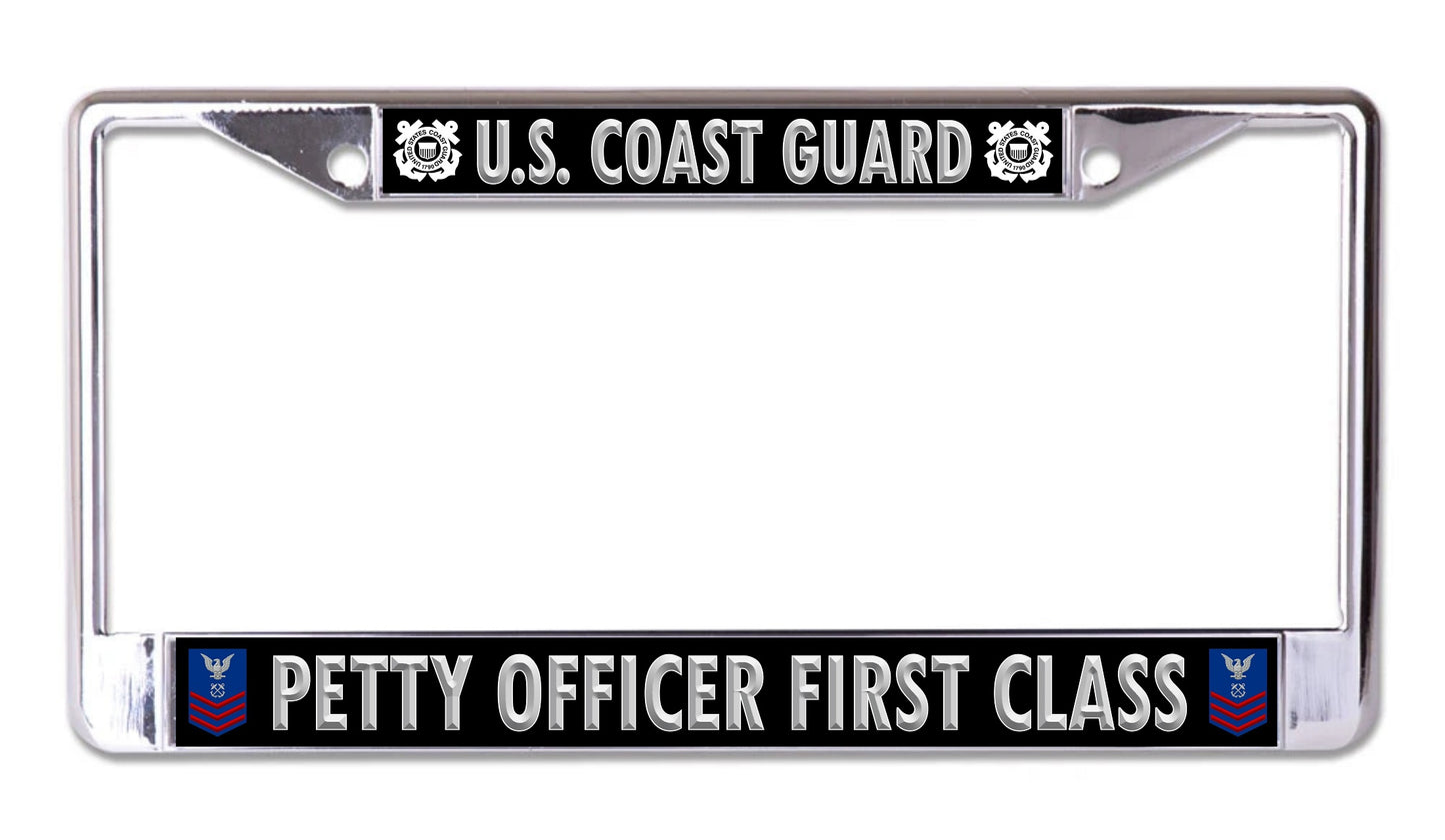 U.S. Coast Guard Petty Officer First Class Chrome Frame