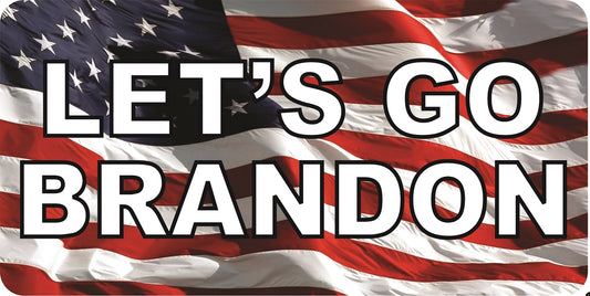 Let's Go Brandon On U.S. Flag Photo License Plate