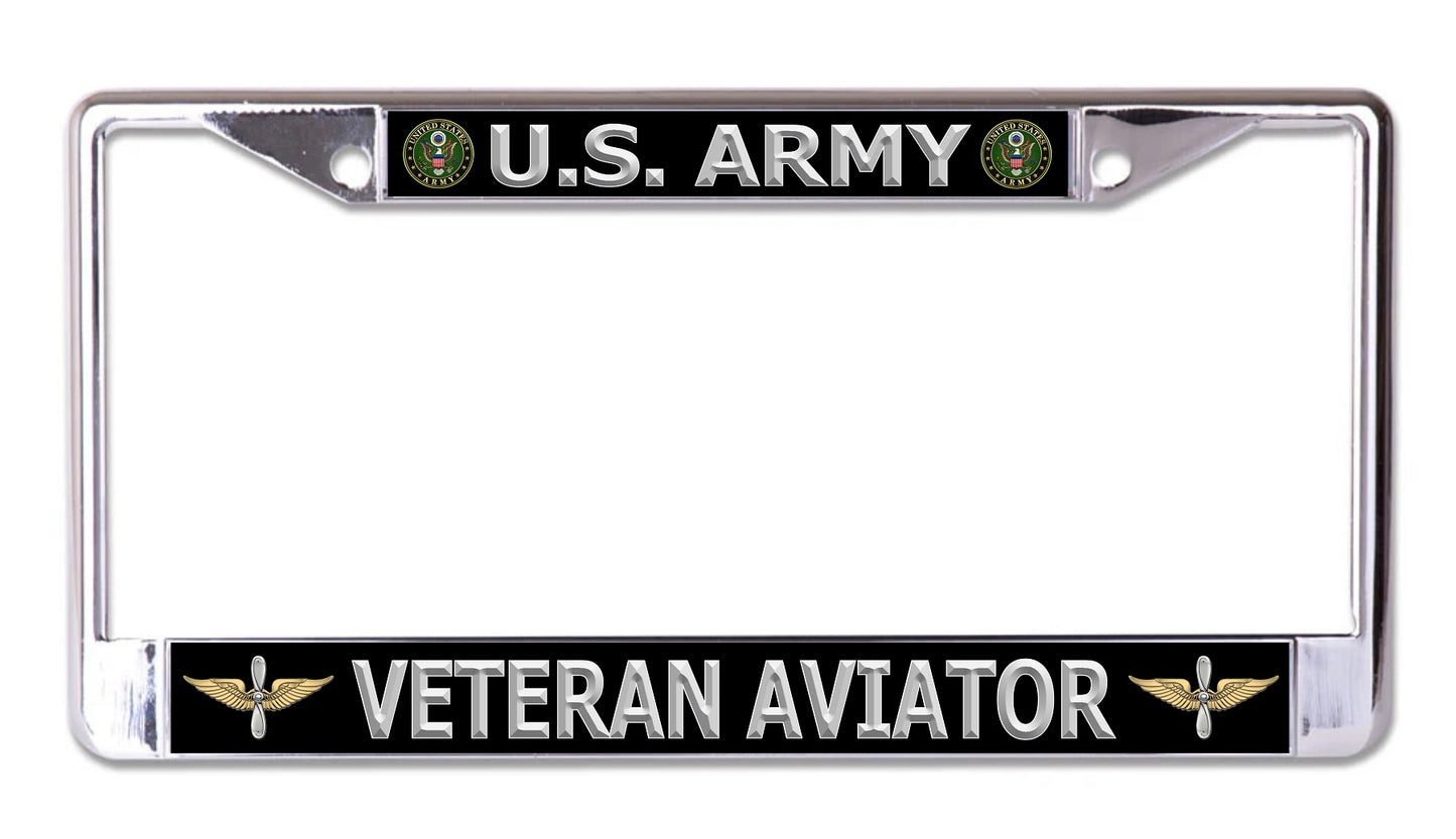 U.S. Army Veteran Aviator Chrome License Plate Frame