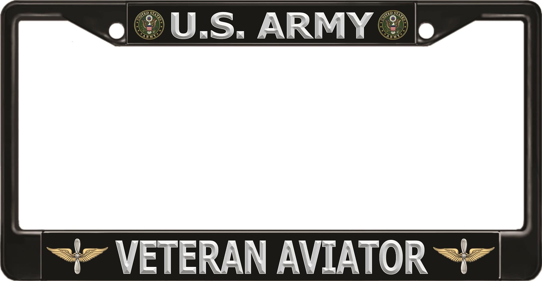 U.S. Army Veteran Aviator Black License Plate Frame
