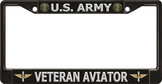 U.S. Army Veteran Aviator Black License Plate Frame