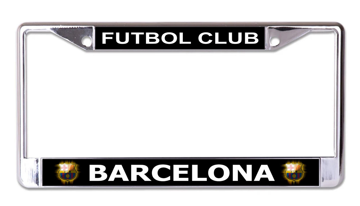 Futbol Club Barcelona Chrome License Plate Frame
