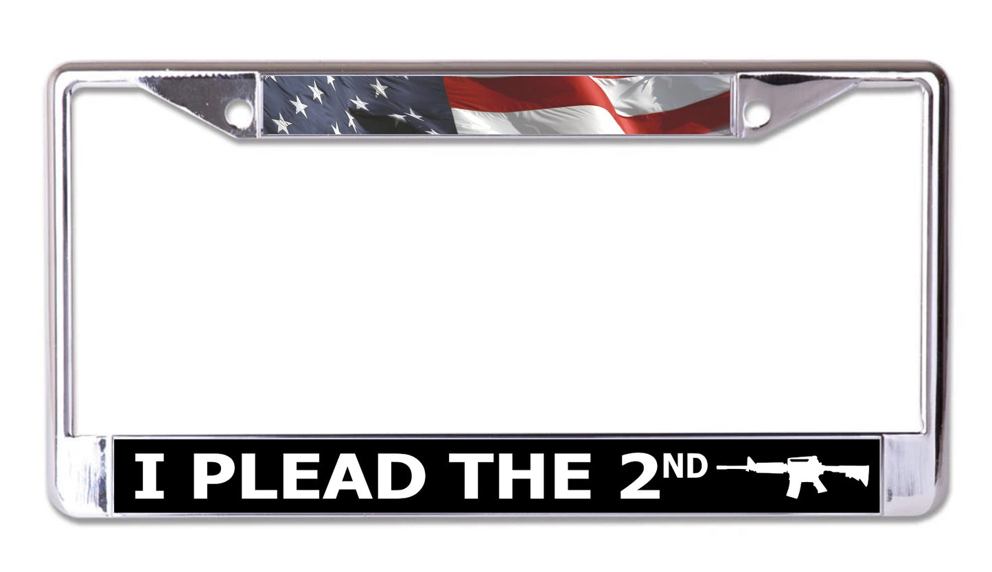 I Plead The 2nd Chrome License Plate Frame