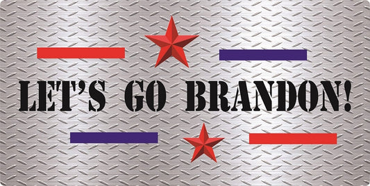 Let's Go Brandon Diamond Plate Photo License Plate