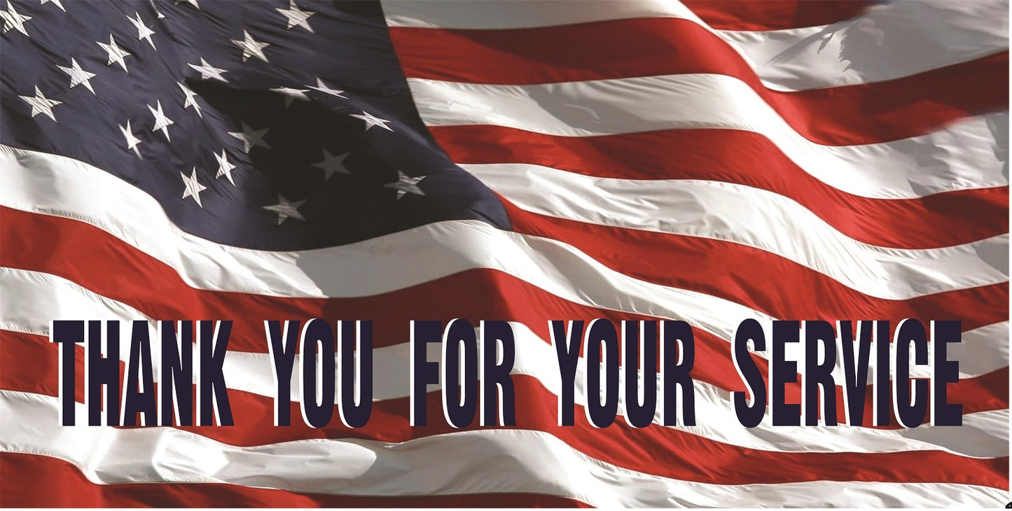 Thank You For Your Service On U.S. Flag Photo License Plate