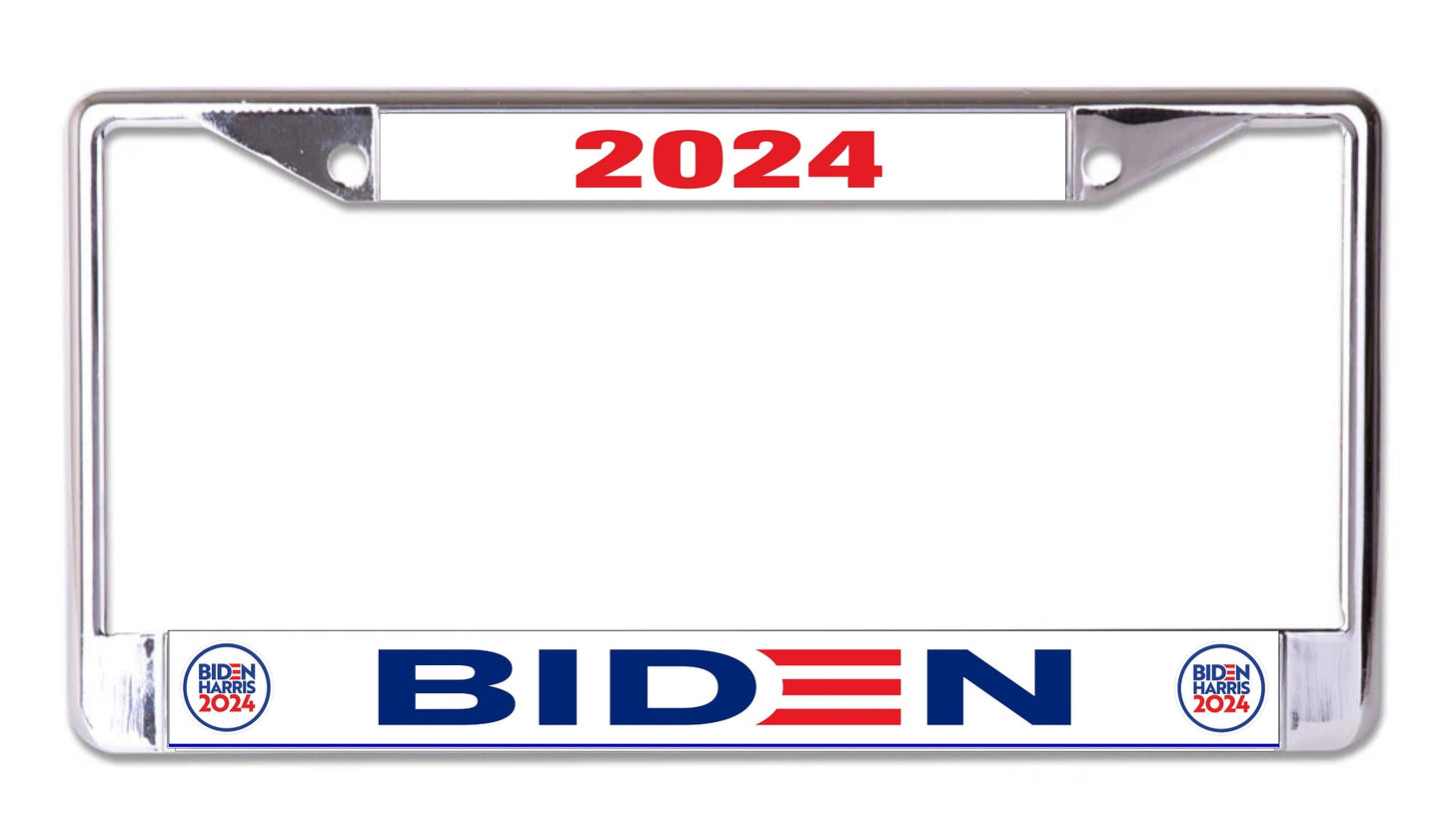 Biden Harris 2024 Chrome License Plate Frame