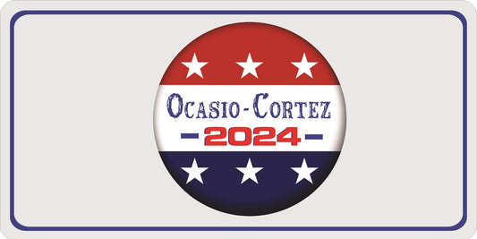 Ocasio-Cortez 2024 Button Photo License Plate