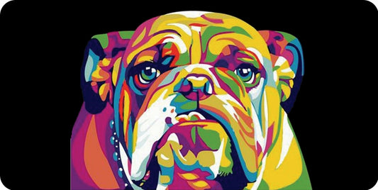 Bulldog Abstract On Black Photo License Plate