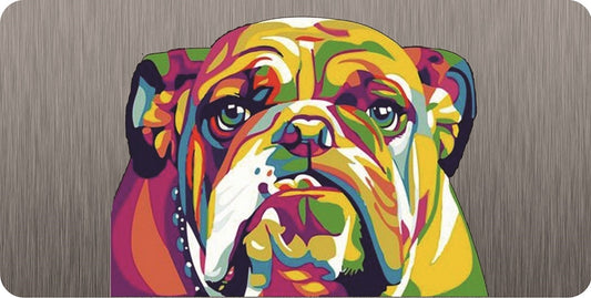 Bulldog Abstract Brushed Aluminum Photo License Plate