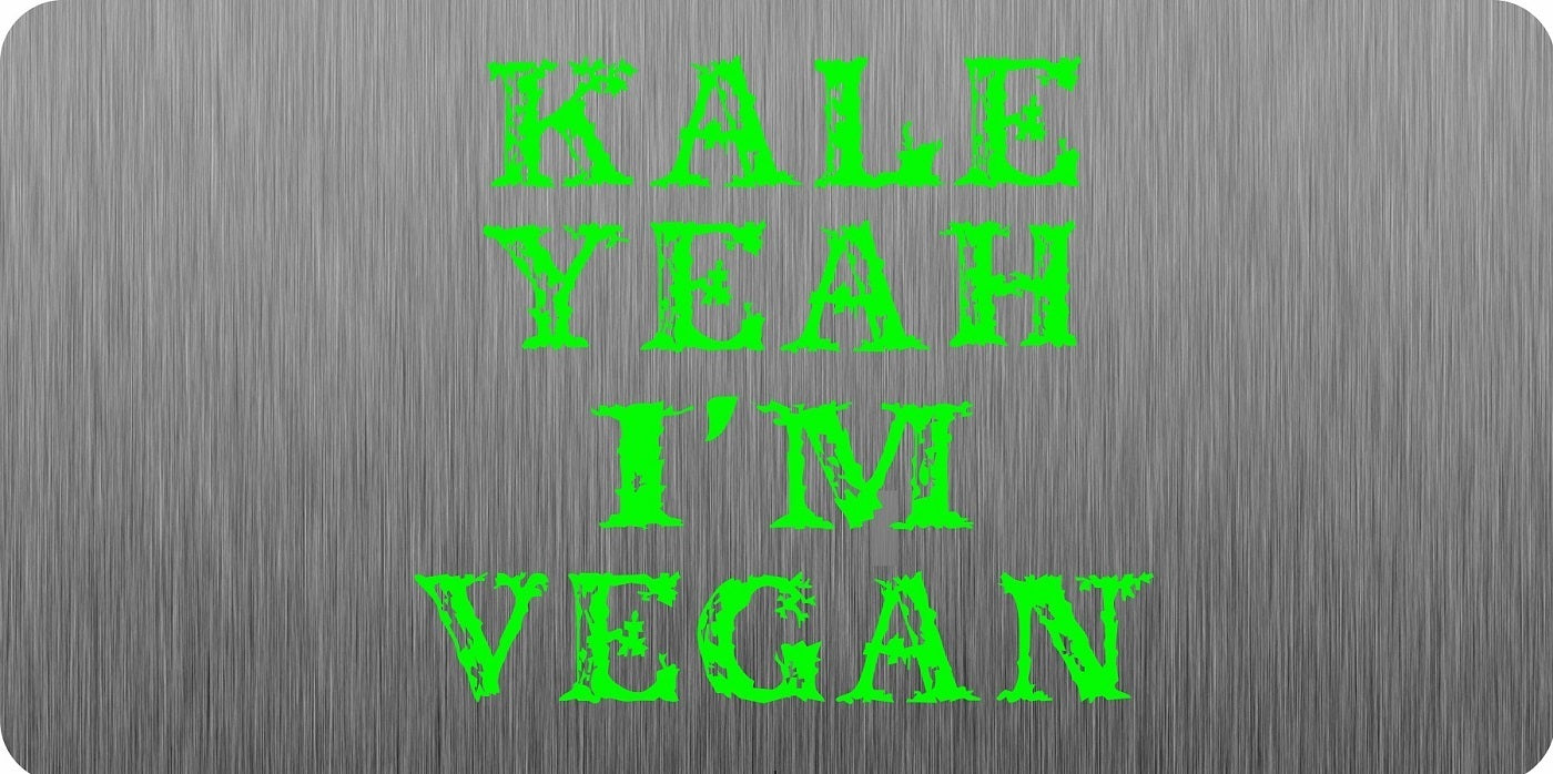 Kale Yeah I'm Vegan Brushed Aluminum Photo License Plate