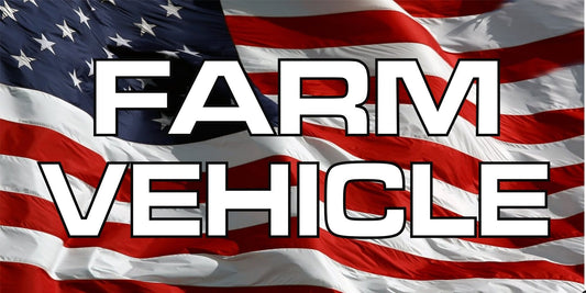 Farm Vehicle On U.S. Flag Photo License Plate