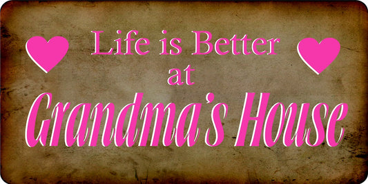 Life Is Better At Grandmas House Photo License Plate