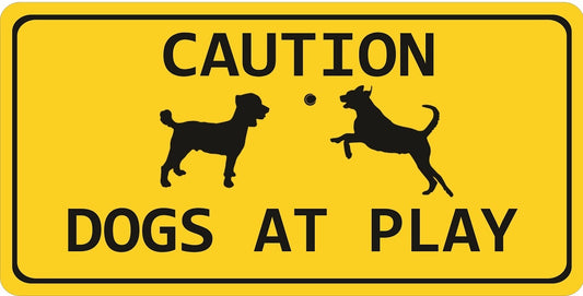 Caution Dogs At Play Photo License Plate