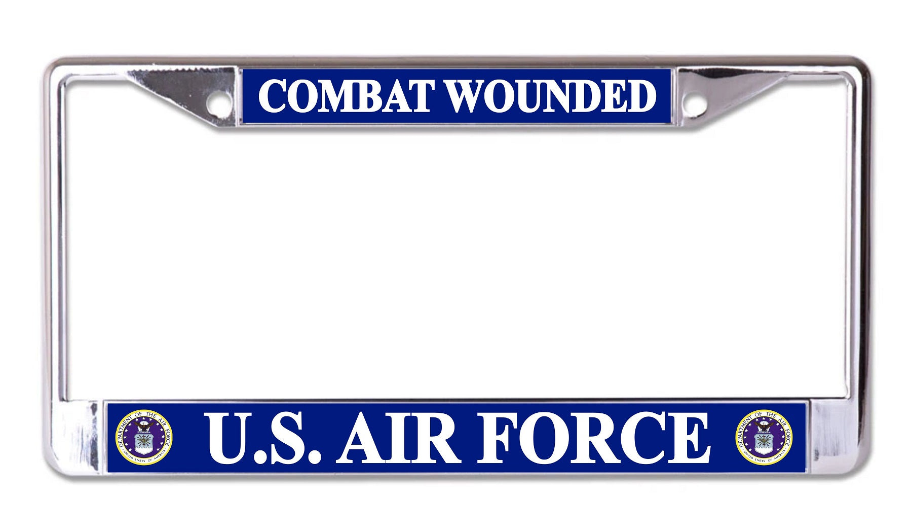 U.S. Air Force Combat Wounded Chrome License Plate Frame