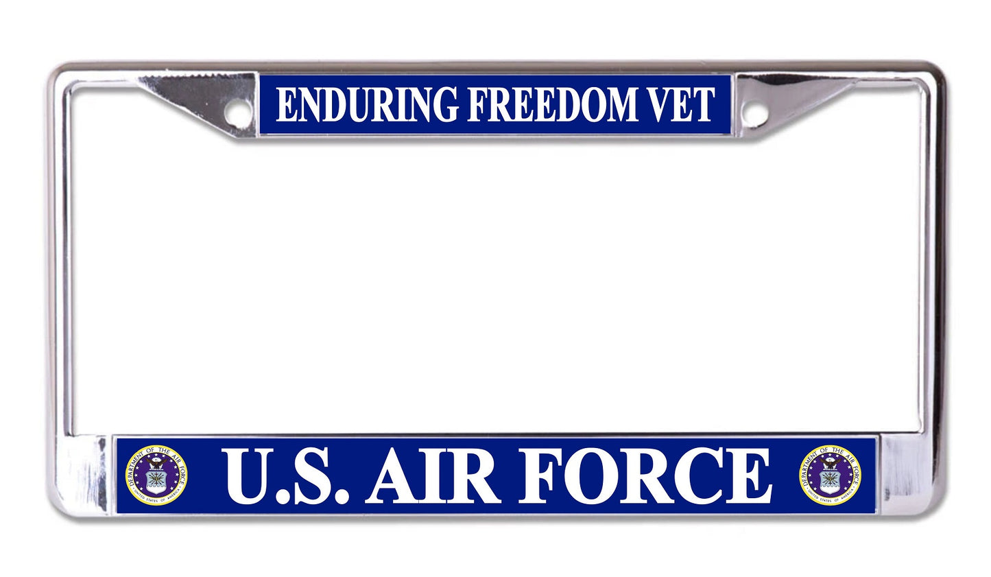 U.S. Air Force Enduring Freedom Vet Chrome License Plate Frame