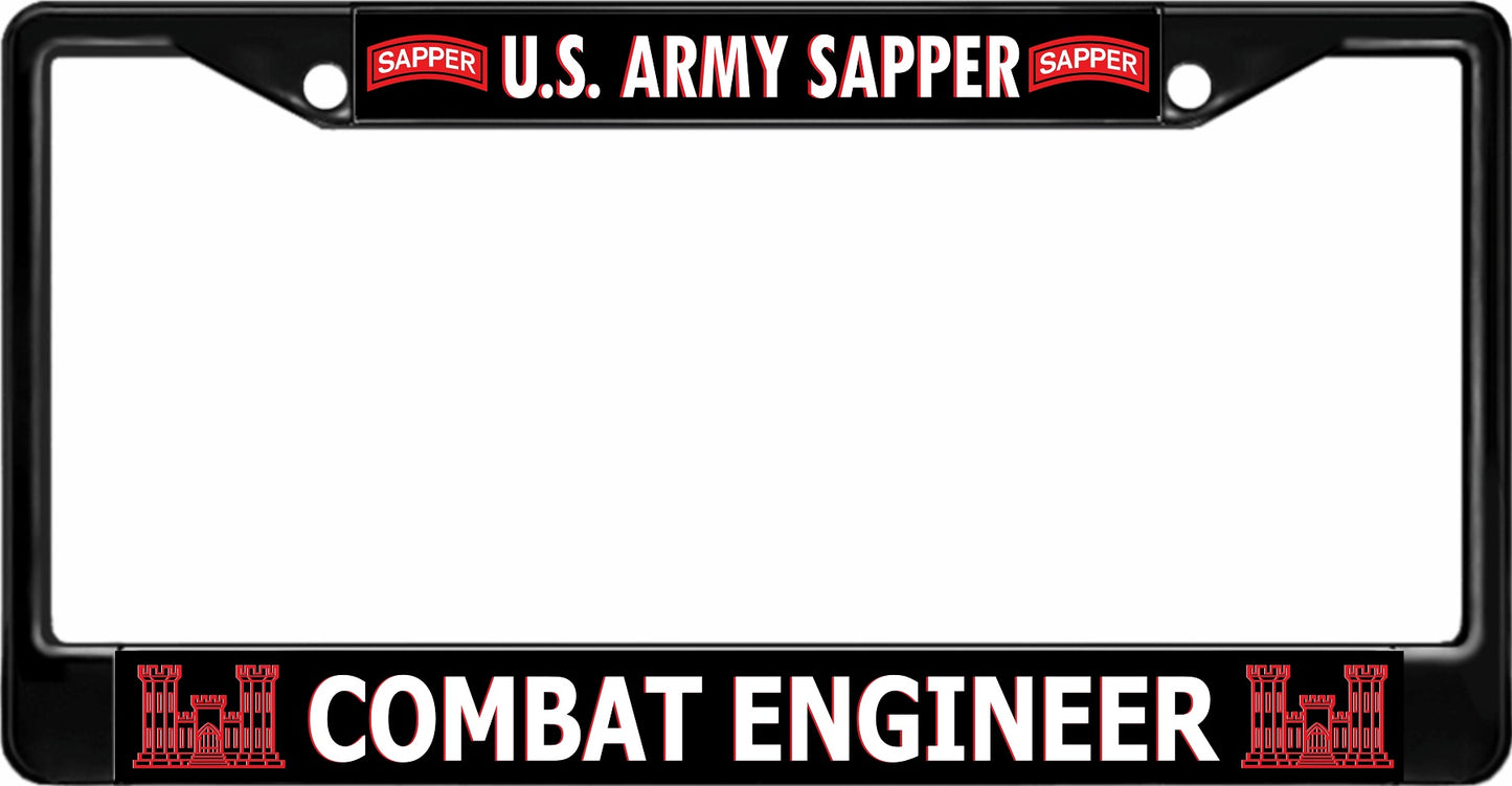 U.S. Army Sapper Combat Engineer Black License Plate Frame