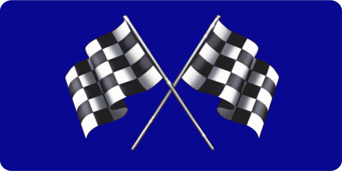 Racing Flags On Navy Blue Photo License Plate