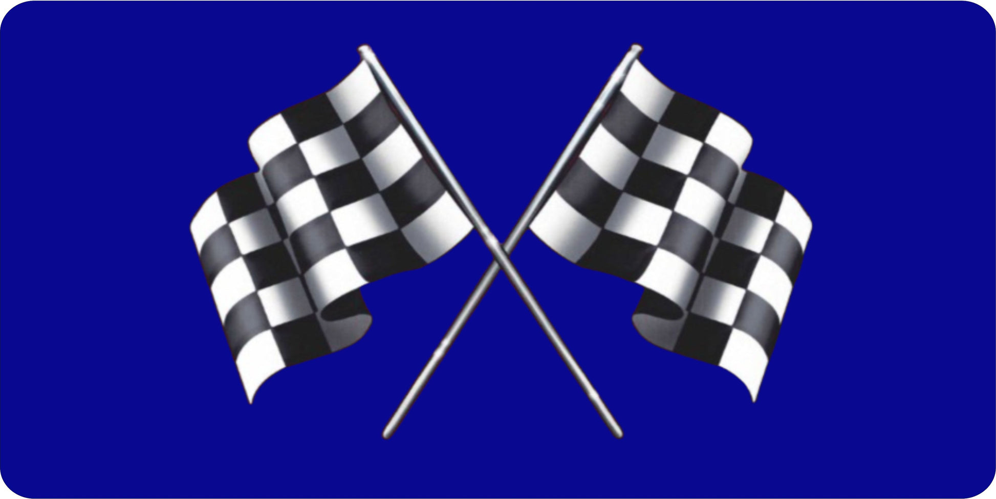 Racing Flags On Navy Blue Photo License Plate