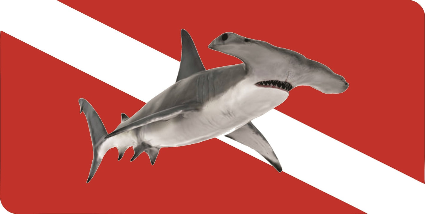 Hammerhead Shark Diver Flag Photo License Plate