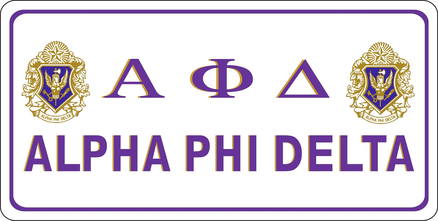 Alpha Phi Delta Photo License Plate