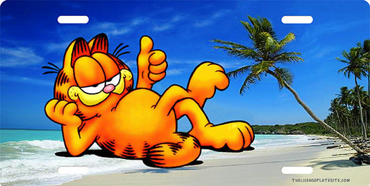 Gigantic Garfield On The Beach Photo License Plate