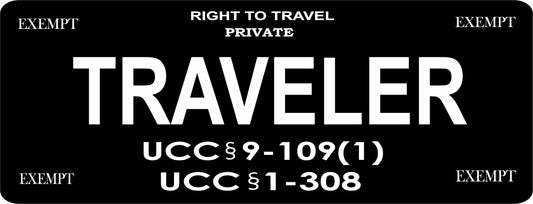 Traveler On Black Half Size Photo License Plate