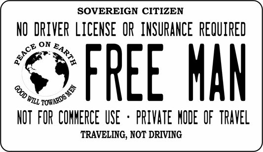 Free Man Sovereign Citizen Motorcycle Photo License Plate