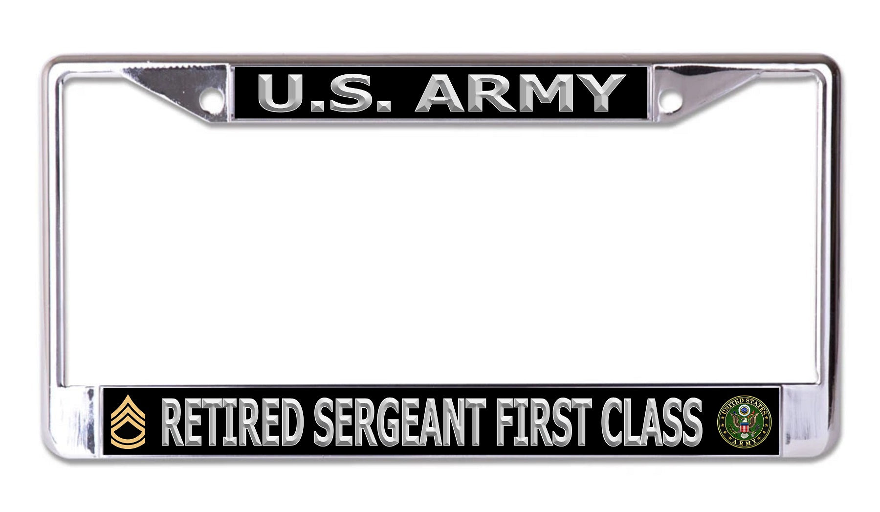 Frame Classification Army U.S. Army Retired Sergeant First Class Silver Letters Chrome License ...
