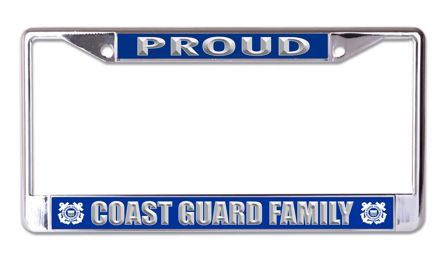 Proud Coast Guard Family Chrome License Plate Frame