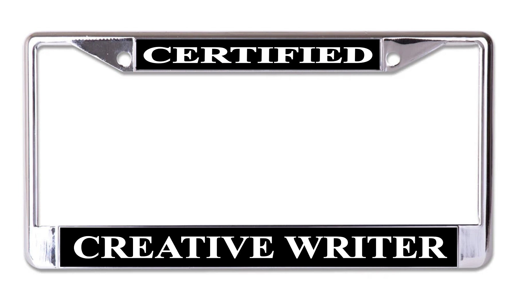 Certified Creative Writer Chrome License Plate Frame – Auto License ...