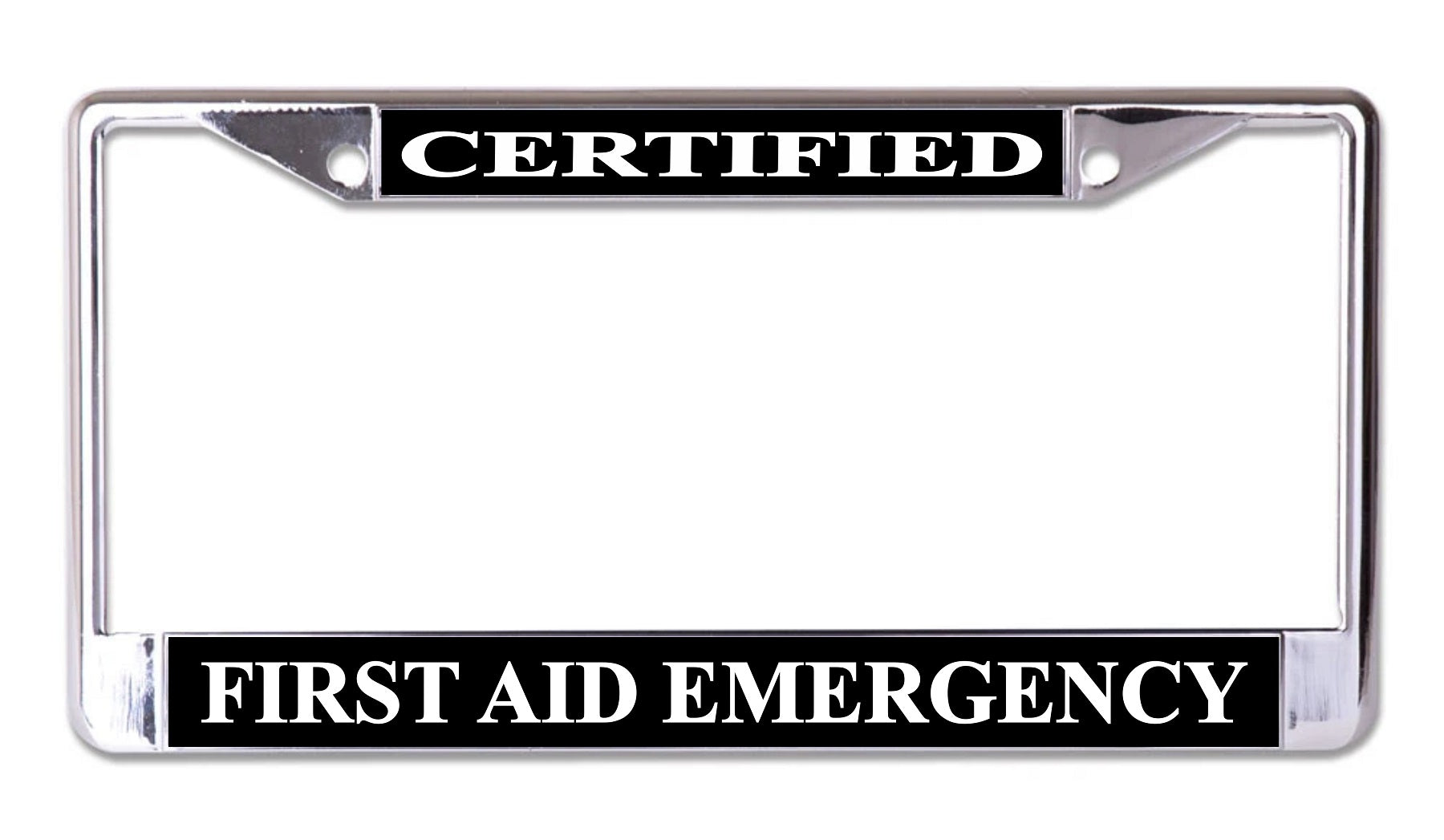 Certified First Aid Emergency Chrome License Plate Frame