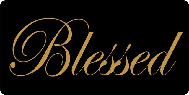 Blessed With Gold Letters Photo License Plate