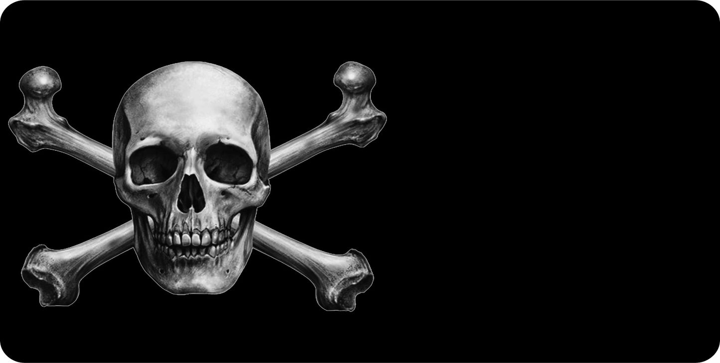 Jolly Roger Offset Black Photo License Plate