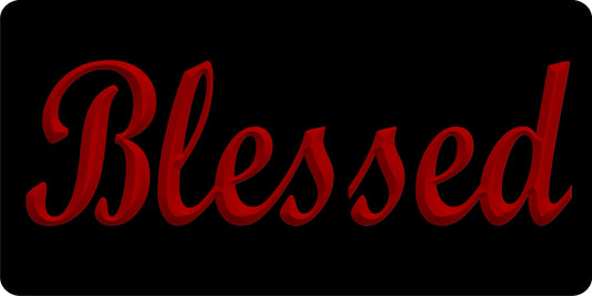 Blessed With Red Letters Photo License Plate