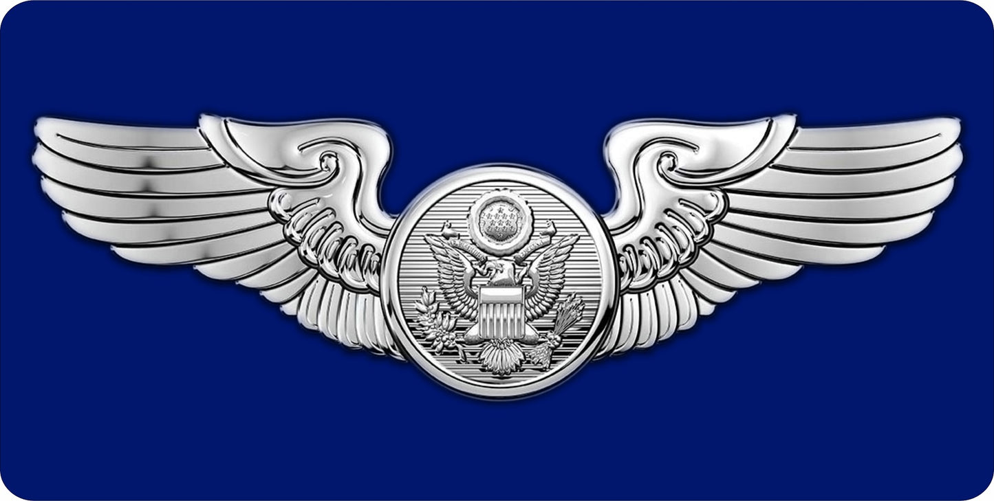 U.S. Air Force Aircrew Chrome Wings Photo License Plate