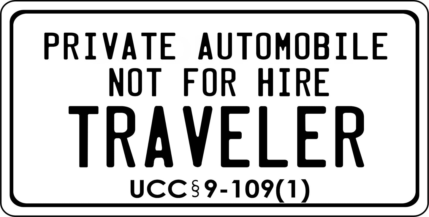 Not For Hire Traveler White Photo License Plate