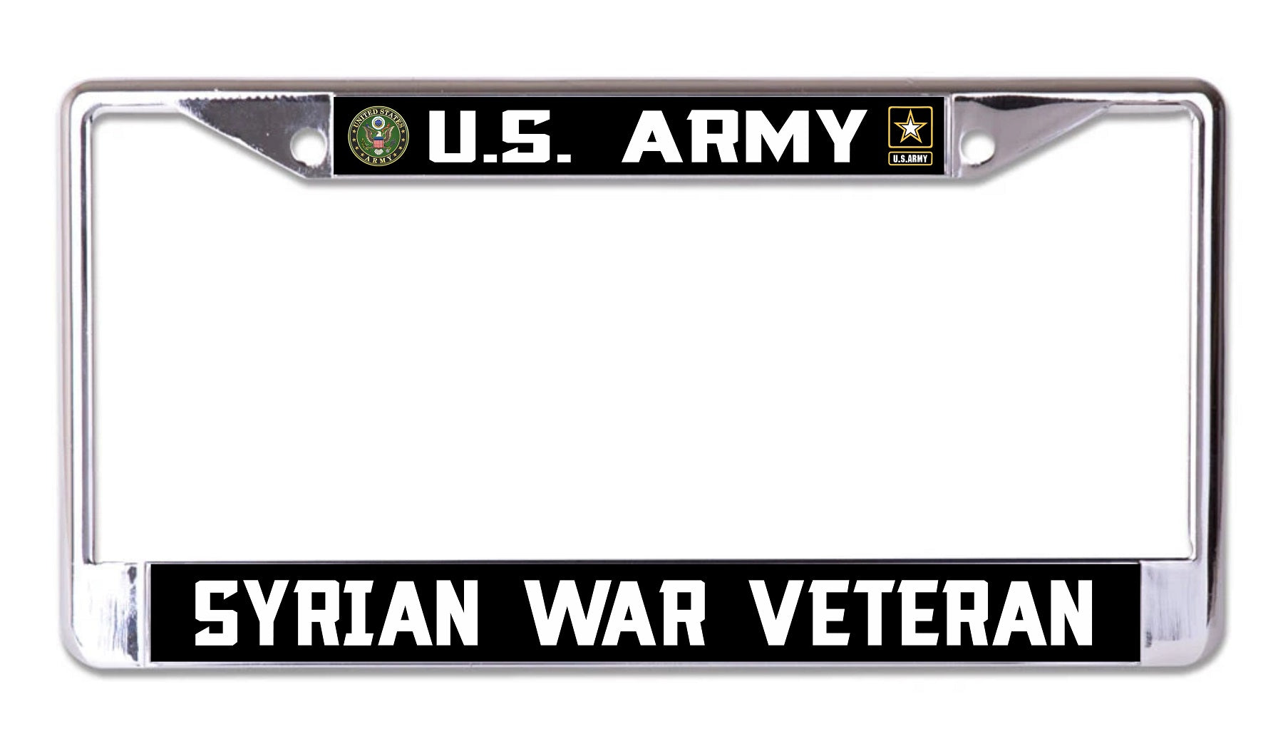 U.S. Army Syrian War Veteran Chrome License Plate Frame